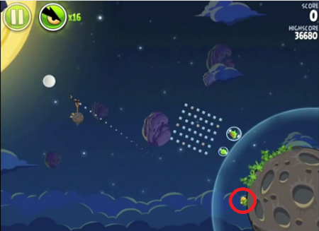 Расположение Eggsteroids в игре Angry Birds Space для Android